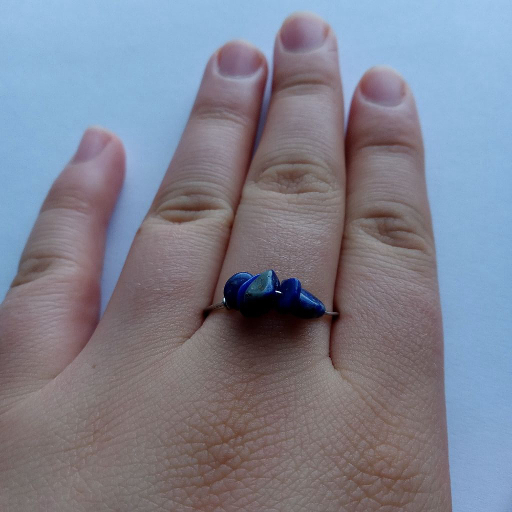 Lapis lazuli stonechip wire wrapped ring size 10.5 bohemian western hippie